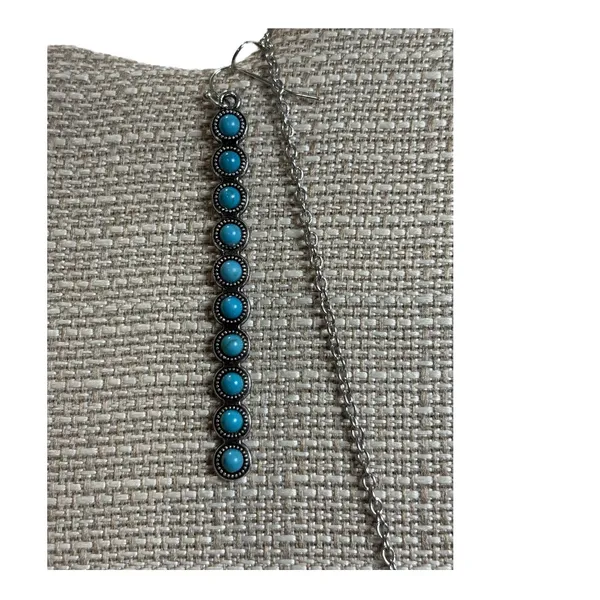 Jewelry Set Womens OS Blue Turquoise Silver‎ Tone Western Boho Linear Festival - Image 3