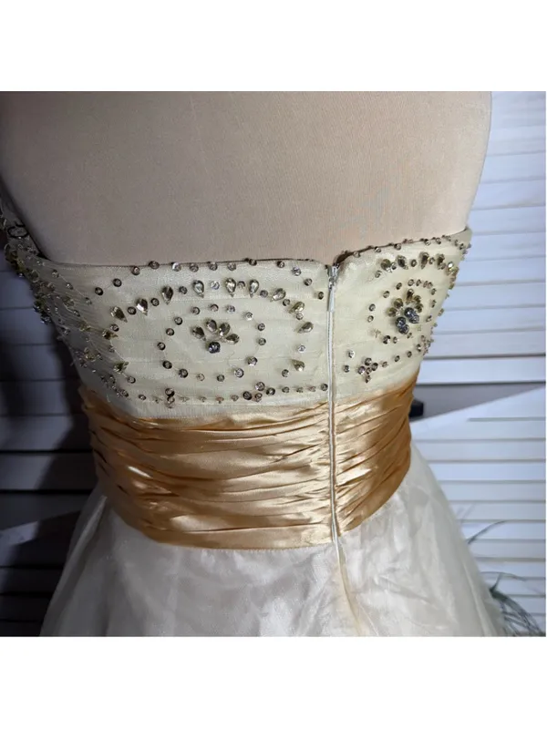 MayQueen Couture mesh mini dress gold beaded strapless fairy princess homecoming - Image 6