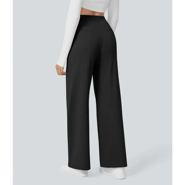Halara High Waist Straight Leg Work Pants Stretch Comfort Black Medium Regular - Image 2