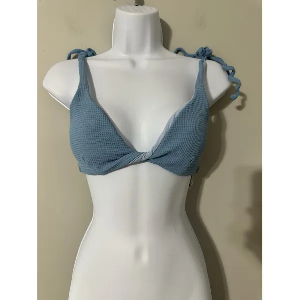 Dippin Daisys Zuma Swim Bikini Top Tides Blue‎ Ribbed NWOT Size S - Image 3