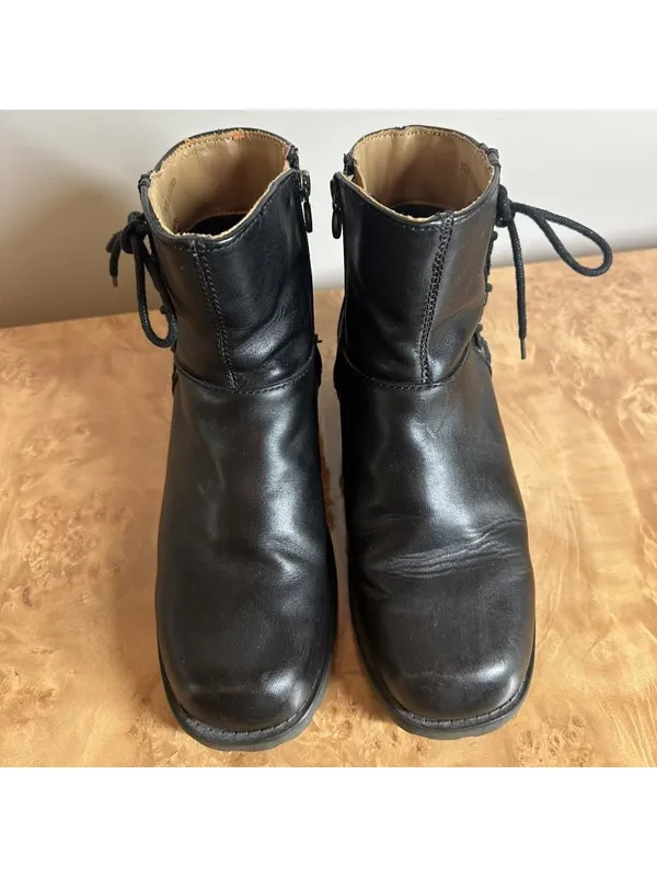 Harley-Davidson Women's Black Leather Moto Ankle Boots Side Zip Lace Detail 9.5 - Image 4