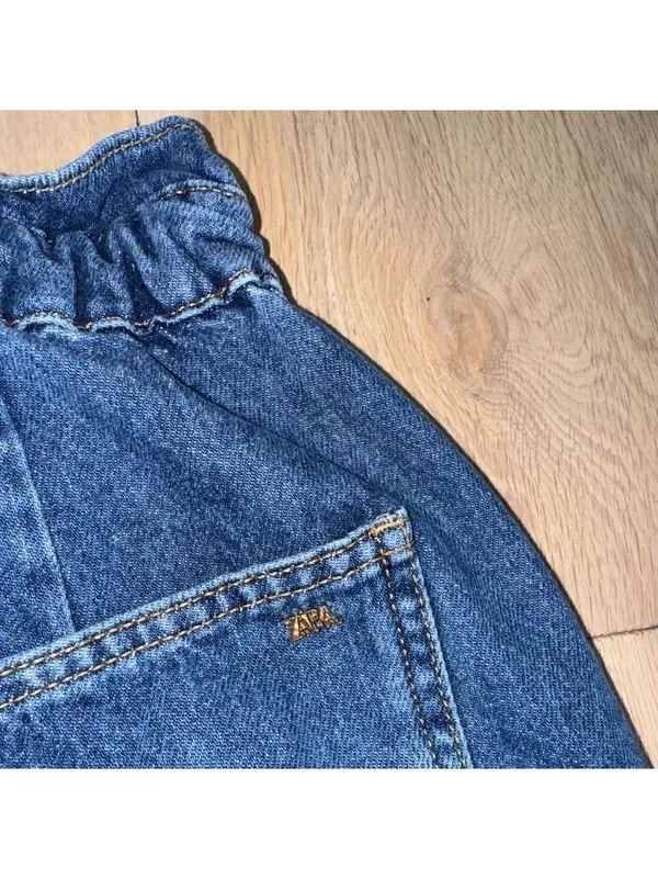 Zara Paperbag Denim Blue Jeans Size 10 - Image 6