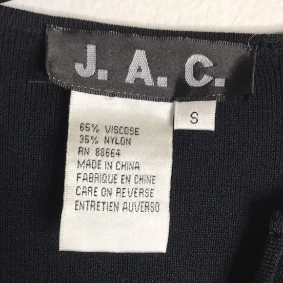 Vtg JAC black embroidered stretch‎ top size small bobo fall - Image 5