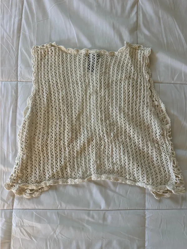Knitted Beach Vest White Size M - Image 3