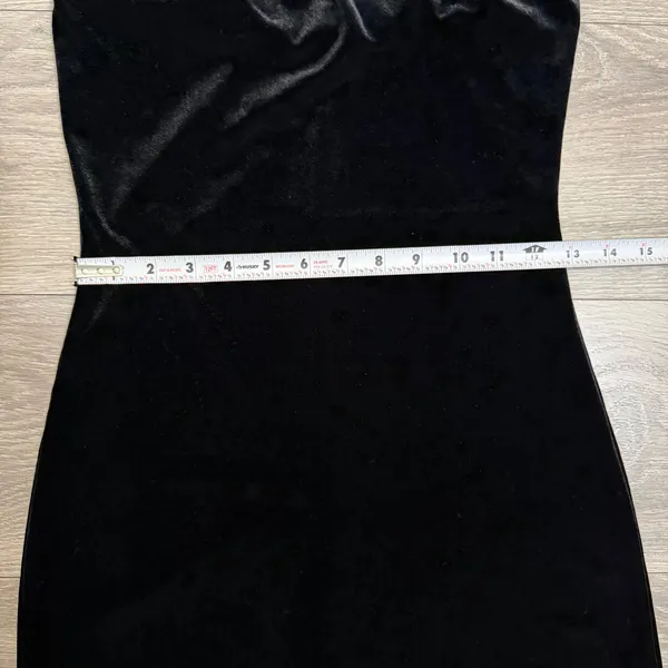 Misty Rose Black Velvet Strapless Maxi Dress M‎ Side Slit Bodycon Gothic Vampire - Image 10