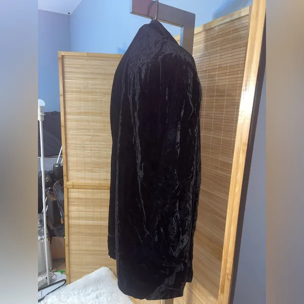 Vintage black crushed velvet one button blazer jacket woman’s large - Image 3