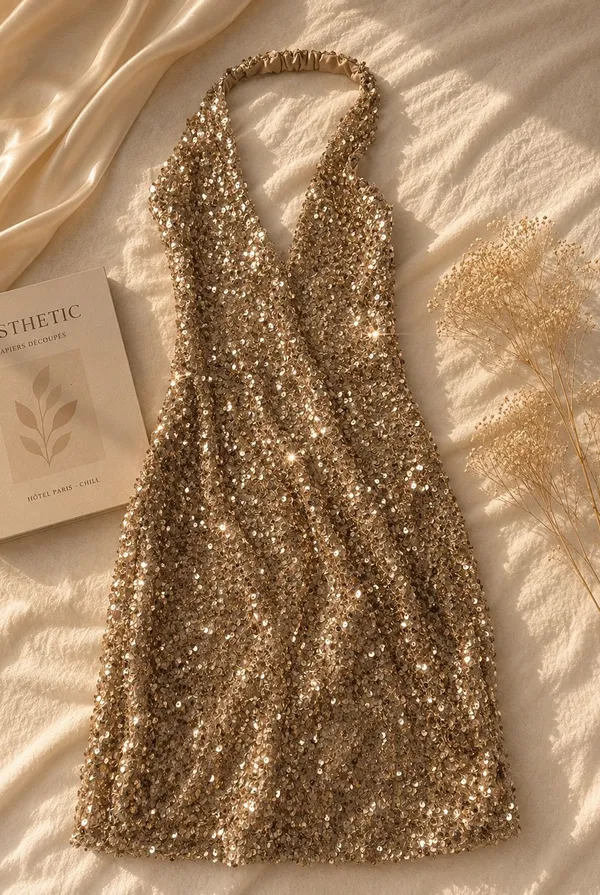 Windsor Gold Sequin Mini Dress Bodycon - Image 2