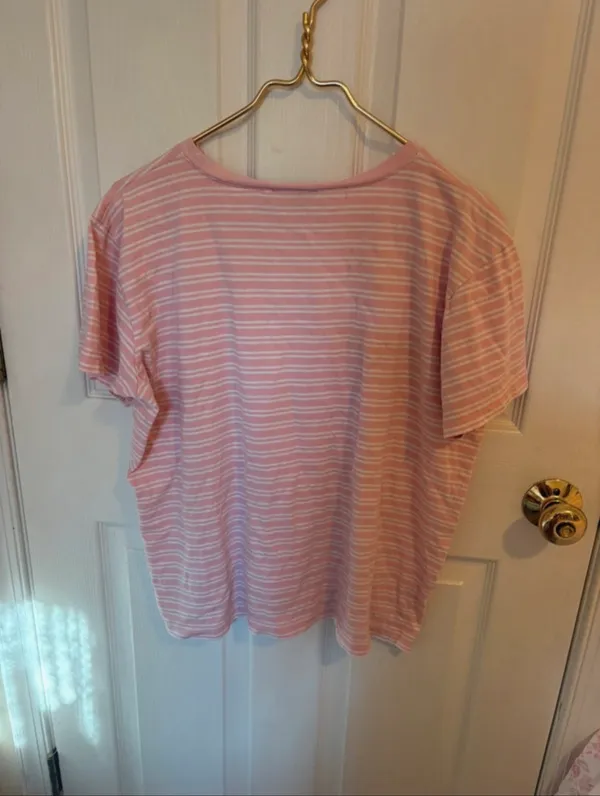 CRAZY HORSE Light pink stripe t shirt - Image 3