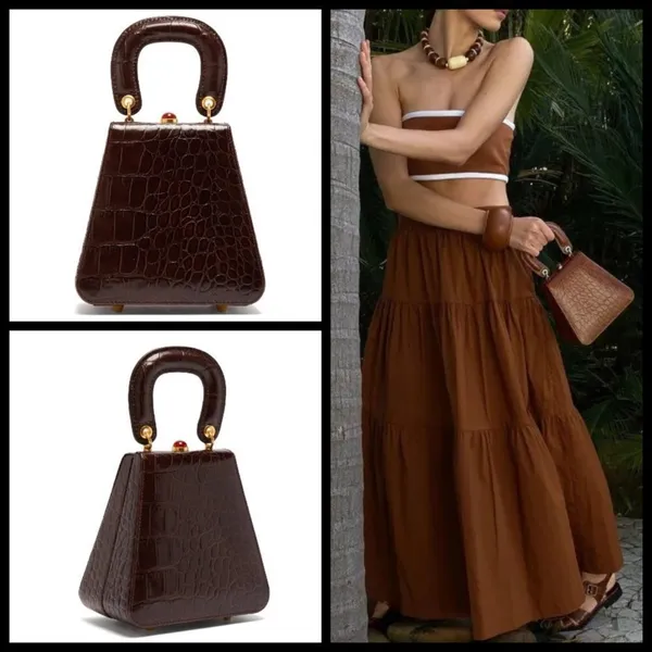 💕STAUD💕 Kenny Bag Brown Crocodile Embossed - Image 2