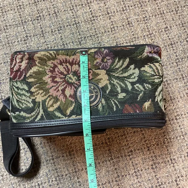 Vintage Compass Black Green Burgundy Floral Tapestry Shoulder Travel Luggage Bag - Image 9