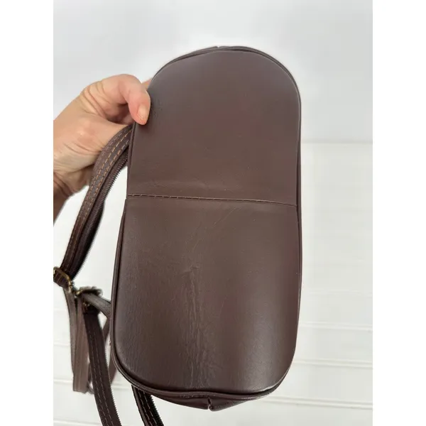 Tuscany Leather Backpack Purse Women OS Brown Leather Handmade Italy Sling Zip - Image 5