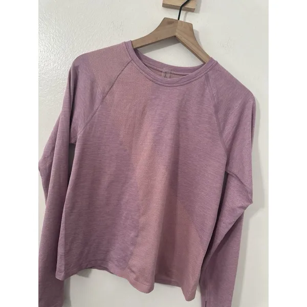 Outdoor Voices Seamless Long Sleeve Athletic Top SeamlessPique Pink Lightweight - Image 3