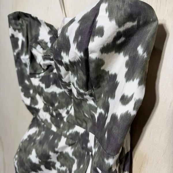 J.Crew Strapless Floral Dress‎ Size 2 Mini Cotton Green White Summer - Image 3