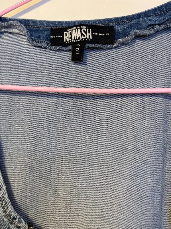 Rewash 90s Y2K Sleeveless Tank Full Zip Belted Denim Mini Dress Womens Small - Image 3
