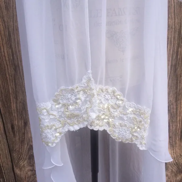 Vintage Blanche sheer white peignoir with lace and sequins Women's small - Image 4