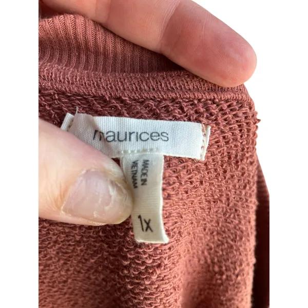 Maurices Rust Henley Sweatshirt Cotton Blend Plus Size 1X - Image 5