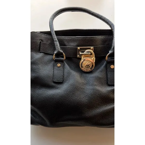 Vintage Michael Kors Carine Pebbled Leather Satchel Black Tote Shoulder Bag - Image 2