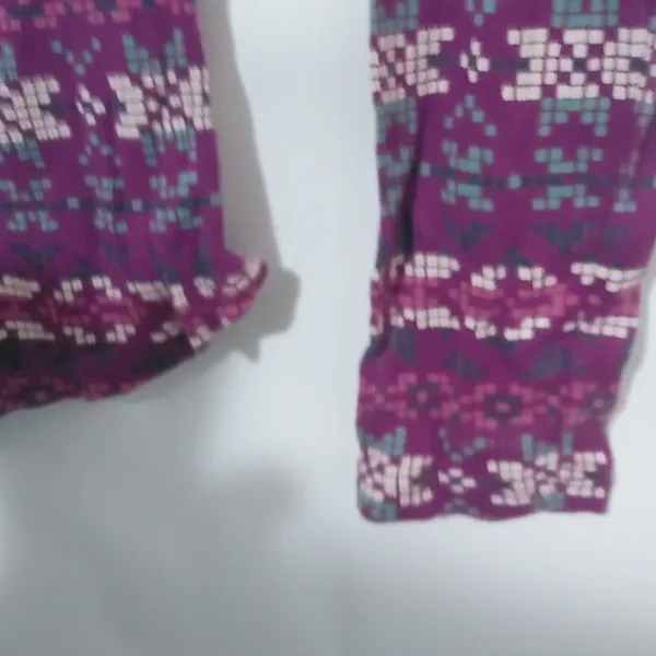 OP S Tribal Snowflake Waffle Long Sleeved Top in Purple - Image 3