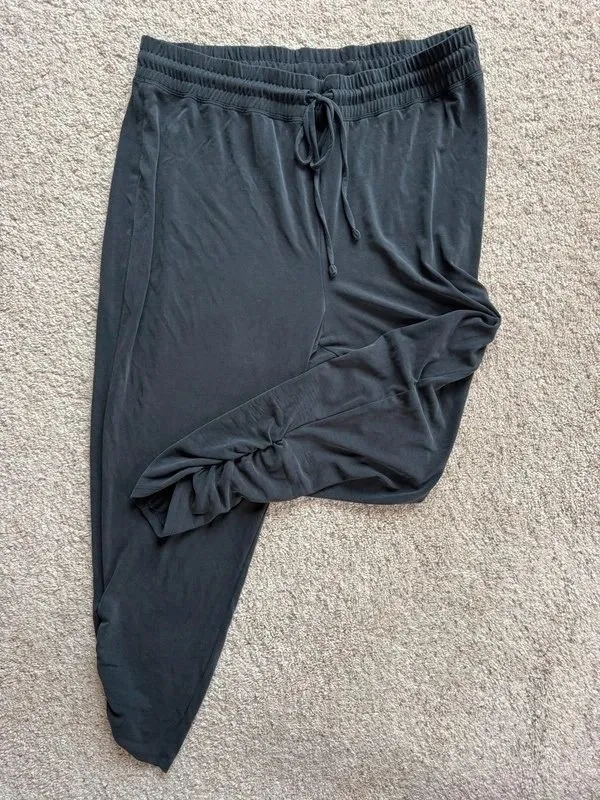 Express Womens Black Sandwashed Ruched Hem Joggers Large Modal Lounge Pants - Image 7