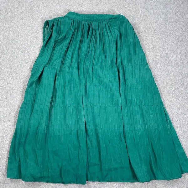 Current Air Pleated Sleeveless Blouse Women's Medium Green Satin V-Neck Flowy - Image 6