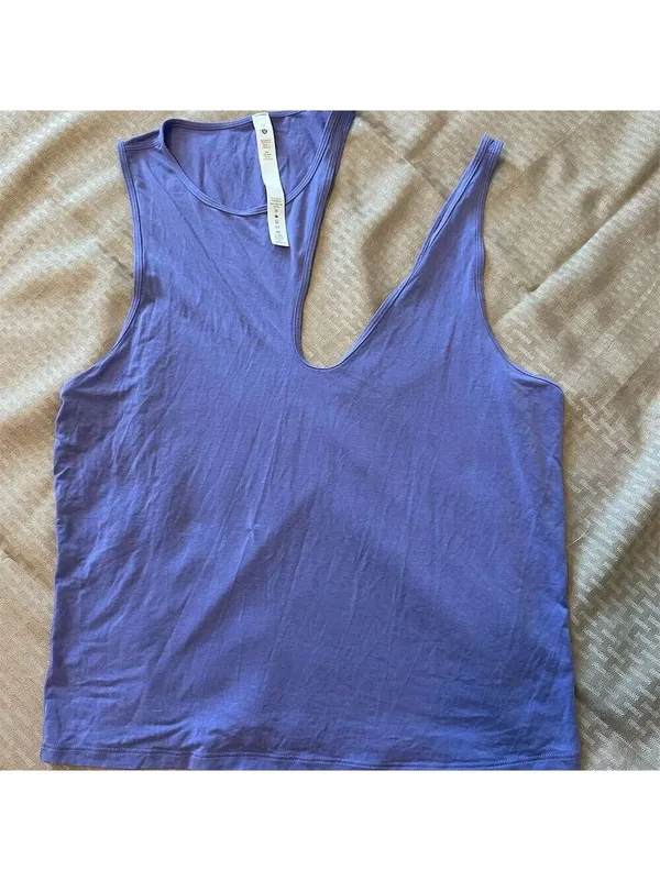 Lululemon Women's Purple Shoulder Cut-Out Yoga Tank Top Size 12 - Image 3