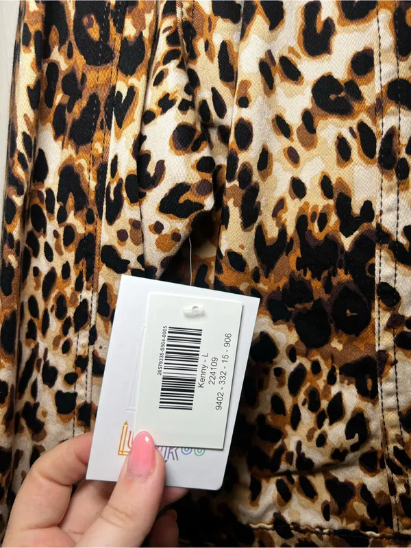 LuLaRoe Leopard Print Jean Jacket in Brown and Black - Image 3