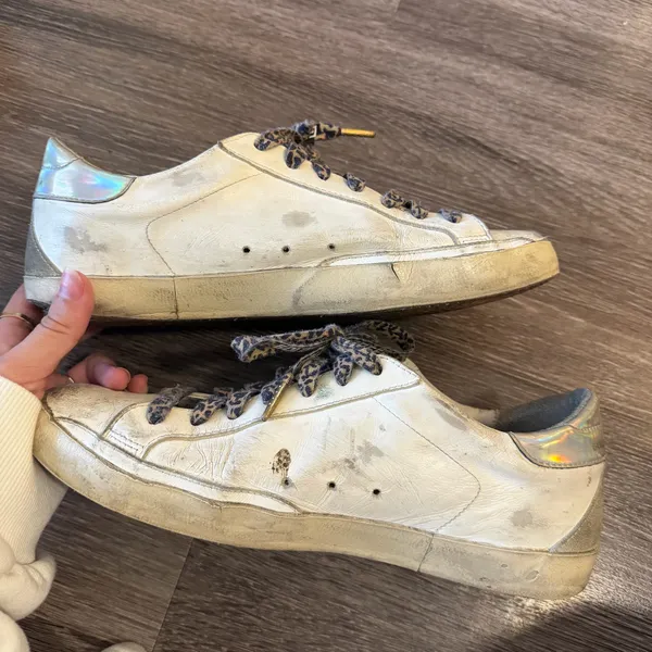 Golden Goose Superstar Mirror Heel with Black Star and Cheetah Laces - Image 4