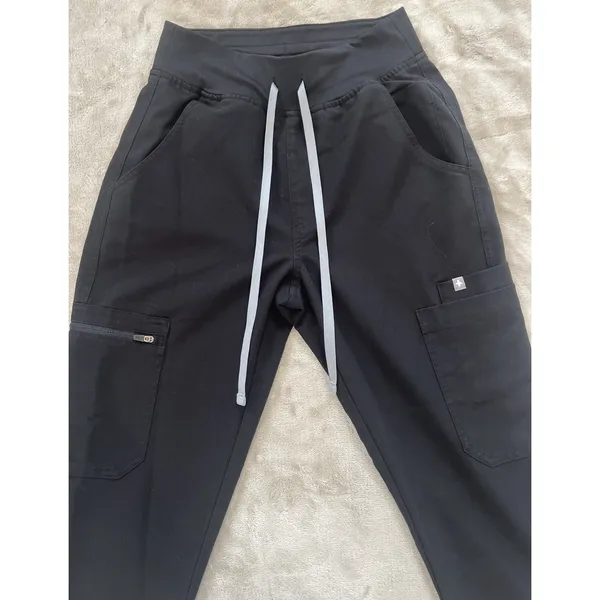 FIGS YOLA‎ Scrub Pants Women's XS Black Straight Leg Technical Collection - Image 3