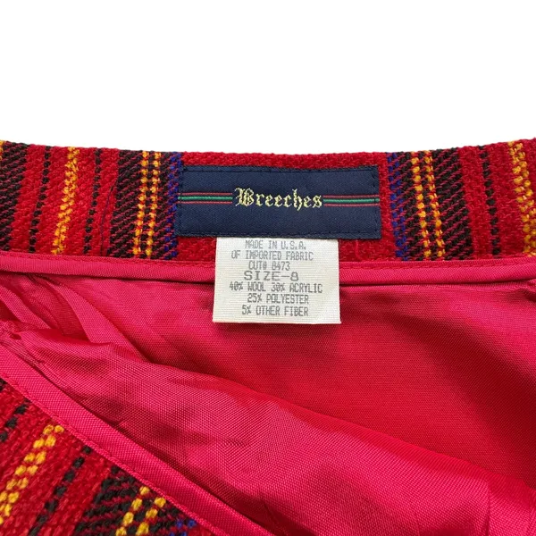 VTG Breeches Red Tartan Plaid Skirt‎ Suit Set Womens 8 Wool Blend Blazer Skirt - Image 2
