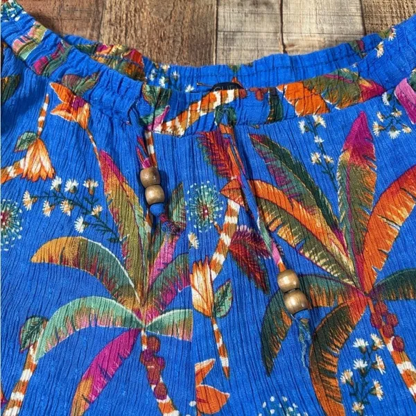 Rachel Roy Tropical Crinkle Medium Beach Wide Leg Pants Vacation Resortwear - Image 5