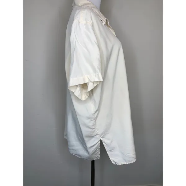 Cream Jacque & Koko Silk Short Sleeve Button Up Shirt Sz 18/20 - Image 4