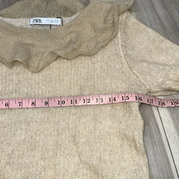 Zara alpaca wool blend ruffle sleeve lightweight knit sweater size medium - Image 8