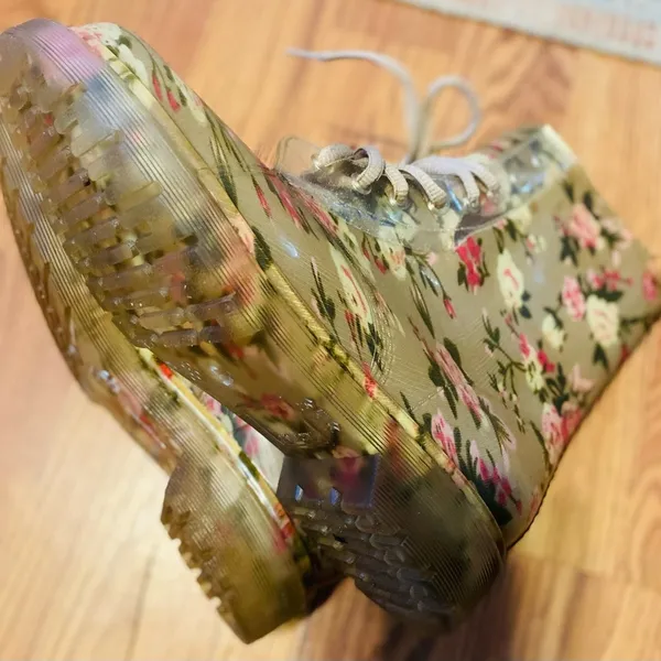floral Roses Bootie shoes Clear Rubber Women size 38 /7.5 - Image 7