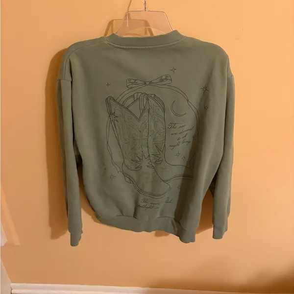 Taylor Swift Self-Titled Danced All Night Long Kanga Pocket Crewneck in Green - Image 6