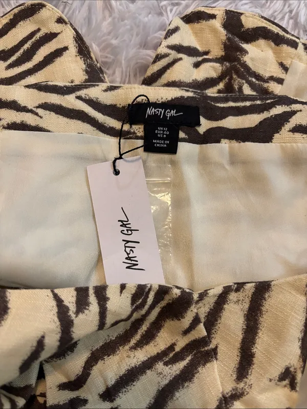 Nasty Gal Cream and Brown Zebra-Print Halter - Image 7