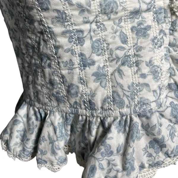 SEZANE Women’s Alexiana Blouse Blue Floral Print Quilted Long Sleeve - Image 6