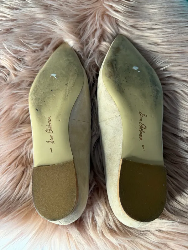 Sam Edelman Cream Wanda Suede Pointed Toe Flats Size 9 - Image 3