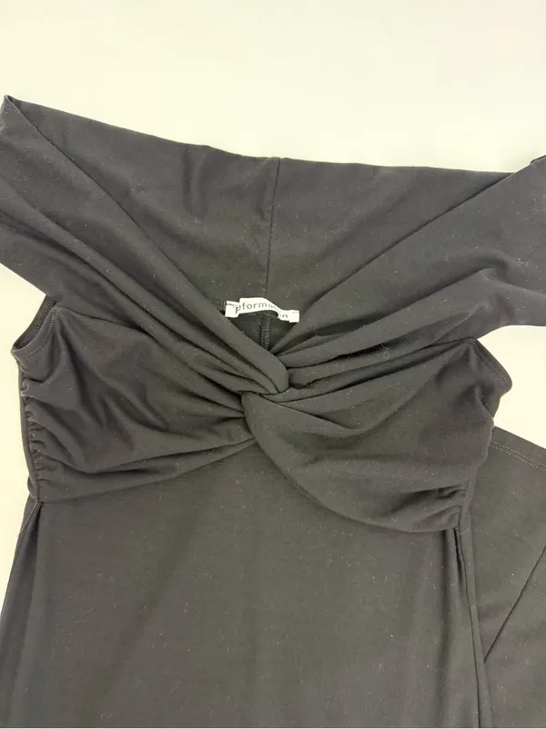 Reformation Vida Knot Front Off Shoulder Knit Midi Maxi Dress Black LBD - Image 9