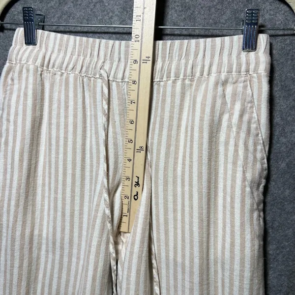 A New Day‎ Tan White Striped Linen Blend Wide Leg Drawstring Pants XS - Image 5