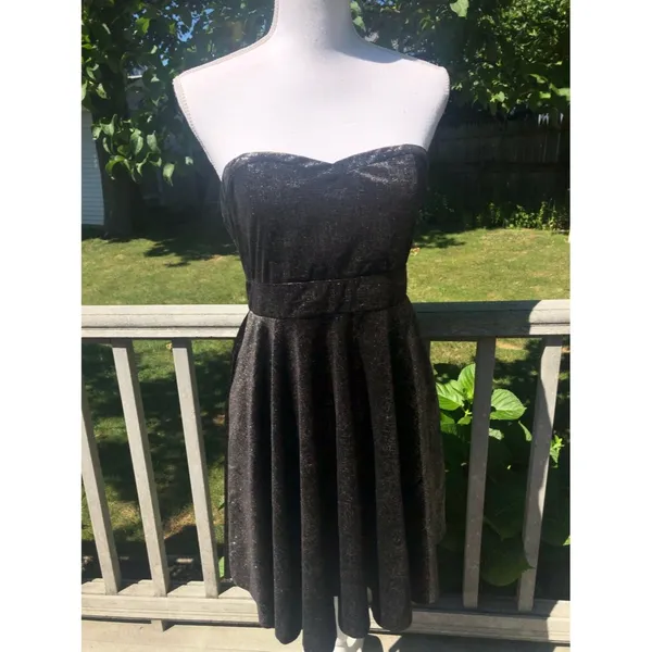 Free People Fit And Flare Strapless Metallic Dress Large - Image 3