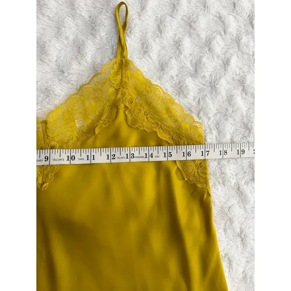 Express Mustard Yellow Satin Lace Trim Classic Glam Elegant Camisole Top S - Image 6