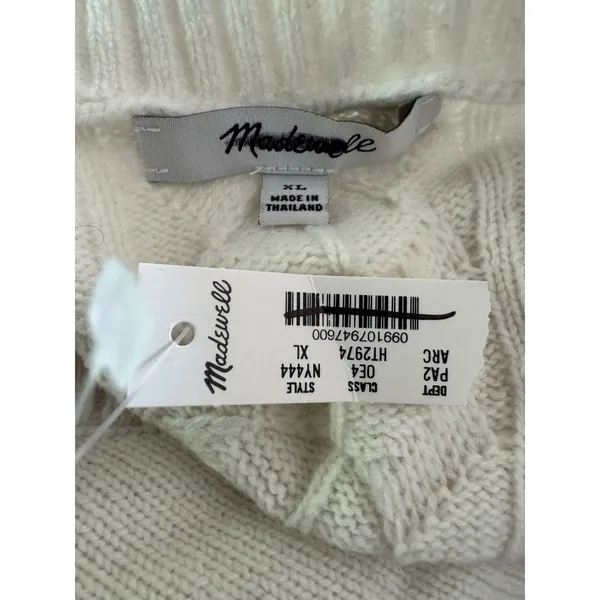 NWT Madewell V-Neck Pullover Cream Sweater Merino Wool Size XL - Image 5