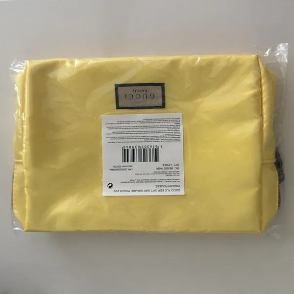 NIB gucci beauty satin yellow iridescent shiny makeup cosmetic bag pouch floral - Image 3