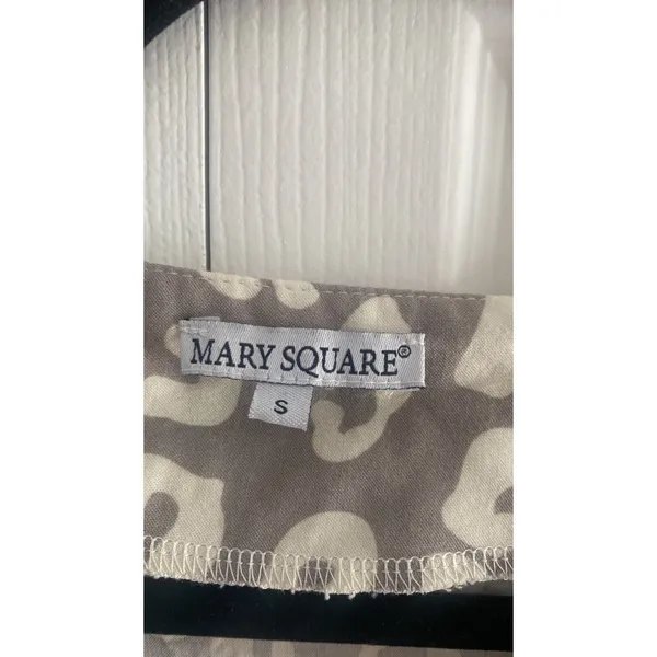 Mary Square Ruffle Sleeve Blouse Womens Size‎ S Tan Grey Leopard Print - Image 2