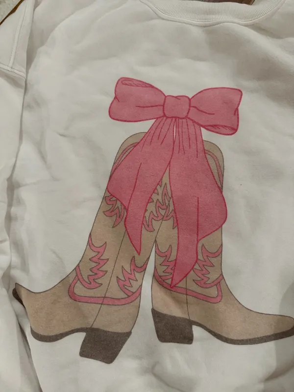 Pink Lily Boots & Bows Graphic Sweatshirt - Image 2
