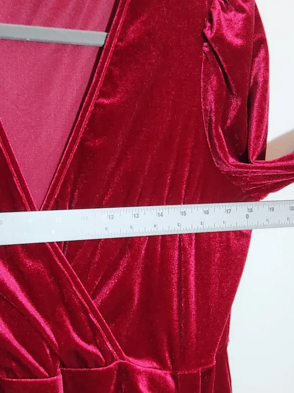 Wine Red Velvet Bodycon Formal Dress Size XXL - Image 7