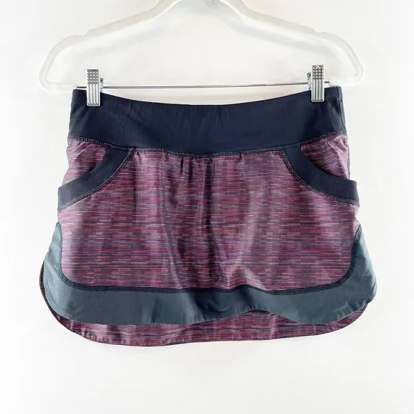 Lululemon Run For All Mini Tennis Skirt Skort Plum Burgundy Space Dye Black 6 - Image 4