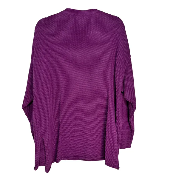 FP Beach Free People Purple Cotton‎ Waffle Knit Henley Sweater Medium 6012 - Image 10