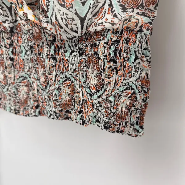 Anthropologie Paisley Smocked Waist Ruffle‎ Blouse Medium OB1487981 Multicolor - Image 8