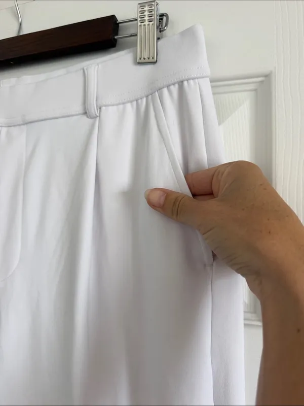 Halara HaloTekAir Wide Leg Pants White Size Large Stretch Pull On NWT - Image 3